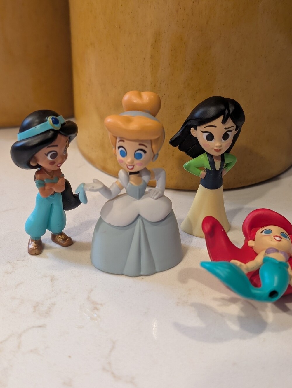 Disney Princess Mini Figures Lot‎ 2” Cinderella Ariel Jasmine Mulan Cake Topper